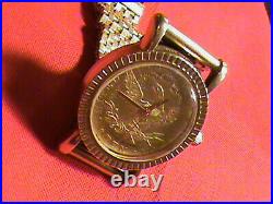 Unique Vintage 10K Solid Case Lucien Piccard 1O Dollar Gold Coin Watch Quartz
