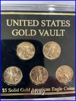 United States Gold Vault $5 Solid Gold American Eagle Coins 2006 5 In Set 1/10oz