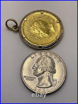 VINTAGE Solid 21.5K Gold SHAH PAHLAVI COIN in 18K Gold Bezel CUSTOMIZED Pendant