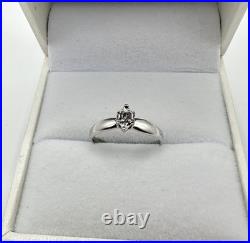 VTG 10K Solid White Gold Diamond Engagement Ring SZ 7 Estate Sale Signed