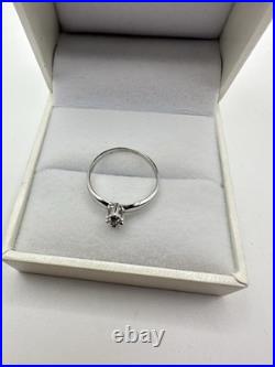 VTG 10K Solid White Gold Diamond Engagement Ring SZ 7 Estate Sale Signed