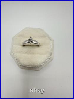 VTG 10K Solid White Gold Diamond Engagement Ring SZ 7 Estate Sale Signed