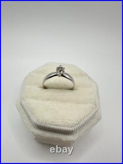 VTG 10K Solid White Gold Diamond Engagement Ring SZ 7 Estate Sale Signed