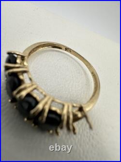 VTG 10k Solid Yellow Gold Dark Blue Black Sapphire Ring Missing Stone SZ 6 READ VTG 10k Solid Yellow Gold Dark Blue Black Sapphire Ring Missing Stone SZ 6 READ