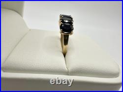 VTG 10k Solid Yellow Gold Dark Blue Black Sapphire Ring Missing Stone SZ 6 READ VTG 10k Solid Yellow Gold Dark Blue Black Sapphire Ring Missing Stone SZ 6 READ