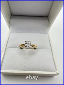 VTG 10k Solid Yellow Gold Ring SZ 7 Signed JCM CZ Princess Cut Estate Sale
