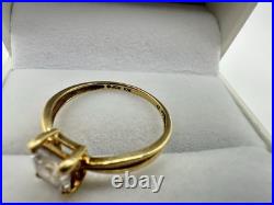VTG 10k Solid Yellow Gold Ring SZ 7 Signed JCM CZ Princess Cut Estate Sale