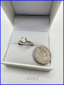 VTG 10k Solid Yellow Gold Ring SZ 7 Signed JCM CZ Princess Cut Estate Sale