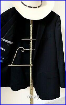 VTG Solid Brass Butler Valet Suit Rack Clothing Display Stand Pants Jacket Coins