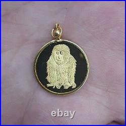Valentine 24K Solid Y/Gold Monkey Coin Pendant Chinese Zodiac Chase Bank 3.5Gr