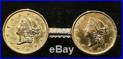 Very Unusual, Pair Of Us 1 Dollar Solid Gold Bullion Coins Mounted As A Brooch