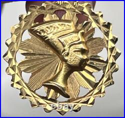 Vintage 14K Solid Yellow Gold Egyptian Queen Nefertiti Round Coin Pendant 2.9g Vintage 14K Solid Yellow Gold Egyptian Queen Nefertiti Round Coin Pendant 2.9g