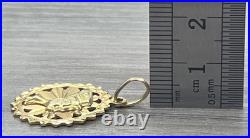 Vintage 14K Solid Yellow Gold Egyptian Queen Nefertiti Round Coin Pendant 2.9g