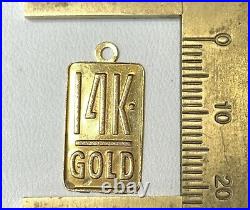 Vintage 14k Gold Bar Charm, Solid gold Charm. Fine Jewelry