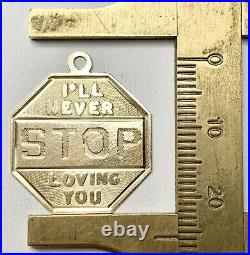 Vintage 14k Gold Love Token Charm, Never Stop Loving, Solid gold, Fine Jewelry