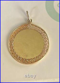 Vintage 14k Solid Yellow Gold Round Inscribed Pendant 1.5 Inch 6.49 Grams