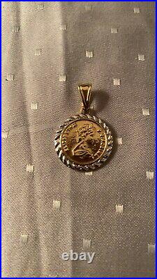 Vintage 15K Yellow Solid Gold Greek God Past & Future Janus Silver Coin Pendant