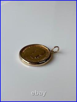 Vintage 1902 German 20 Mark Men's Gift Pendant Solid 14k Yellow Gold Plated