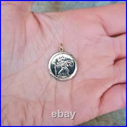 Vintage 1993 Hallmarked Solid 9ct Gold St Christopher Coin Pendant for Necklace