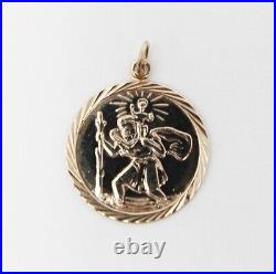 Vintage 1993 Hallmarked Solid 9ct Gold St Christopher Coin Pendant for Necklace