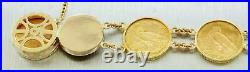 Vintage 22k Gold $2.50 Indian Head Coin Bracelet Set in 14k Solid Yellow Gold