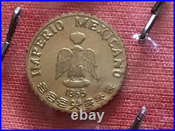 Vintage 8K solid gold coin miniature Maximiliano Emperador Imperio Mexicano 1865