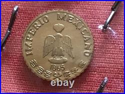 Vintage 8K solid gold coin miniature Maximiliano Emperador Imperio Mexicano 1865