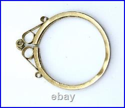 Vintage Antique 9kt Solid Yellow Gold Coin Holder Pendant Circle