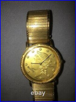 Vintage Dufonte Coin Watch With Bulova Band