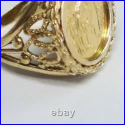 Vintage Lady's Solid 14 K Gold 24 K Gold Panda Coin Ring, Size 6