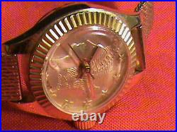 Vintage Liberty Gold Coin Watch For Ladies, GP Mesh Band