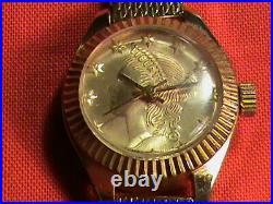 Vintage Liberty Gold Coin Watch For Ladies, GP Mesh Band