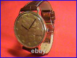 Vintage Oversized 14K Solid Gold MATHEY TISSOT Coin Watch 17 Jewels Manual