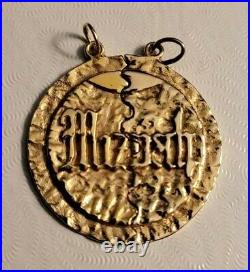 Vintage Real Solid 14K Gold Breakable Mizpah Coin Pendant