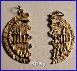 Vintage Real Solid 14K Gold Breakable Mizpah Coin Pendant