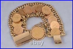 Vintage Solid 18K Yellow Gold Coin Bracelet Gypsy Style 1910 20 Francs France