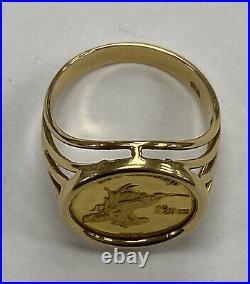 Vintage Solid 18K Yellow Gold New Zealand Gold Coin Ring Size 6.5
