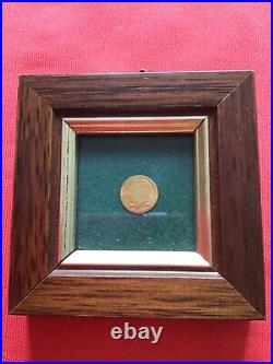 Vintage solid gold COIN 8K miniature in frame JFK John F. Kennedy special