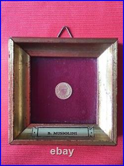 Vintage solid gold COIN 8K miniature in wood frame Benito special offer