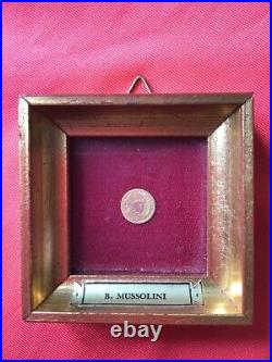 Vintage solid gold COIN 8K miniature in wood frame Benito special offer