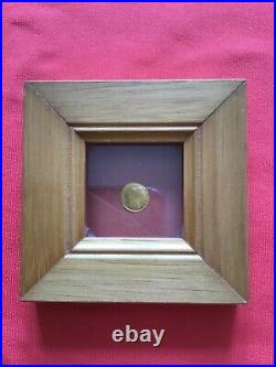 Vintage solid gold COIN 8K miniature in wood frame for collection Maximiliano