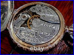 WALTHAM 1891 Sz0s 1/2 HUNTER 10K SOLID GOLD&TRI COLOR-COIN SILVER POCKET WATCH