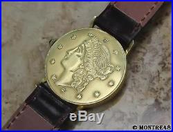 Waltham 18k Solid Gold Coin Vintage 1960s Swiss Manual Mens Rare Watch NV67B
