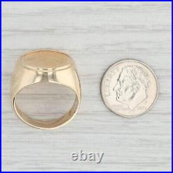 Without Stone Authentic Solid 14k Yellow Gold 1861 Dollar Coin Men's Signet Ring