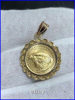 Without Stone Customize Fancy Liberty Coin Pendant 14k Yellow Gold Plated Chain