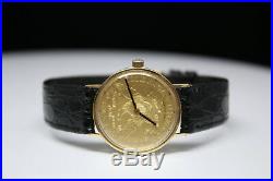Womens Lucien Piccard 14K Solid Gold $10 Eagle Coin Wind Watch 28mm