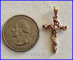 Wow Solid 14k Yellow Gold Diamond Nugget Cross, See Other Gold Jewelry & Coins