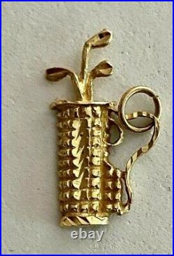 Wow Solid 14k Yellow Gold Golf Bag Pendant/charm, See Other Gold, Jewelry, Coins