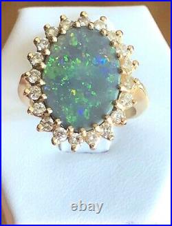 Wow-solid 14k Yellow Gold, Opal & Diamond Ring, See Other Gold Jewelry & Coins