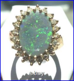 Wow-solid 14k Yellow Gold, Opal & Diamond Ring, See Other Gold Jewelry & Coins